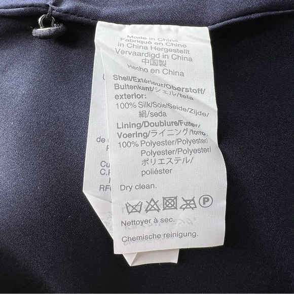 Madewell Navy Blue Windblown Poppies Floral Silk 3/4 Sleeve Ruffle Dress 14 NWT - Picture 12 of 14